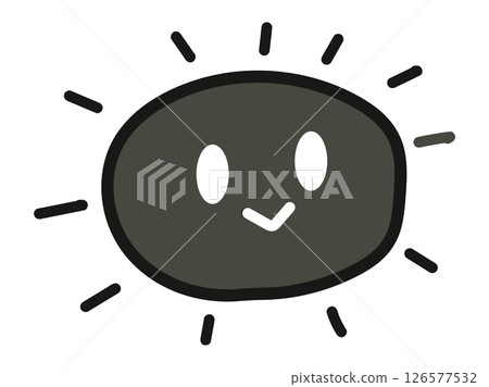 微笑手寫太陽圖示（黑色） 126577532