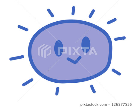 Smiling handwritten sun icon (blue) Smiling handwritten sun icon (blue) 126577536