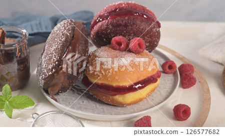 Portuguese fried dough with sugar Portuguese fried dough with sugar 126577682