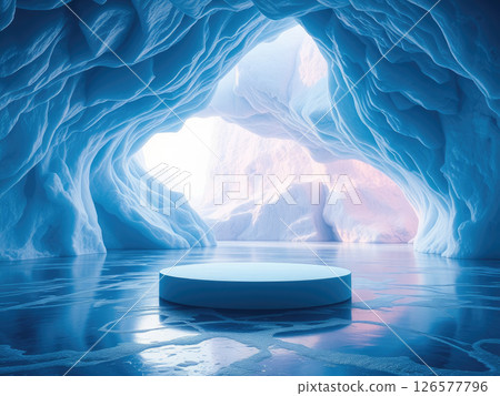 Product Podium in Diverse Icy Landscapes 126577796