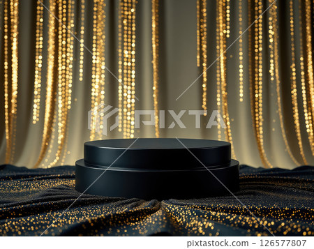 Premium Black and Gold Gift Podium 126577807