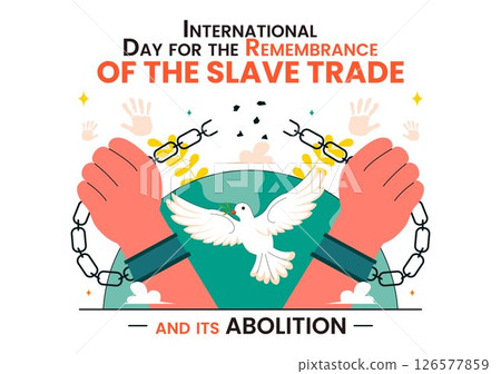 Vector Illustration for the International Day for the Remembrance of the Slave Trade and Its Abolition Featuring a Handcuff and a Dove in a Background Vector Illustration for the International Day for the Remembrance of the Slave Trade and Its Abolition Featuring a Handcuff and a Dove in a Background 126577859