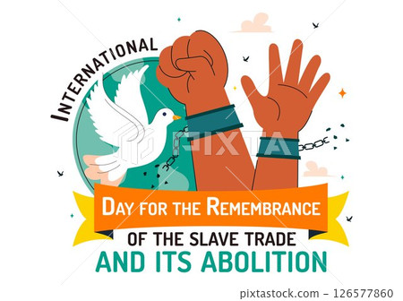 Vector Illustration for the International Day for the Remembrance of the Slave Trade and Its Abolition Featuring a Handcuff and a Dove in a Background Vector Illustration for the International Day for the Remembrance of the Slave Trade and Its Abolition Featuring a Handcuff and a Dove in a Background 126577860