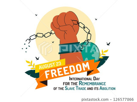Vector Illustration for the International Day for the Remembrance of the Slave Trade and Its Abolition Featuring a Handcuff and a Dove in a Background Vector Illustration for the International Day for the Remembrance of the Slave Trade and Its Abolition Featuring a Handcuff and a Dove in a Background 126577866