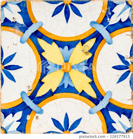 Traditional Portuguese glazed tiles 126577915