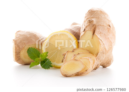 Ginger root on white 126577980