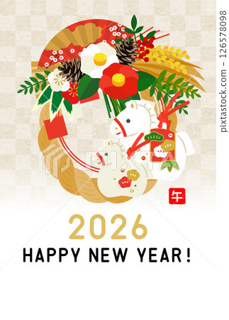 2026年令及8年馬年賀年卡模板 2026年令及8年馬年賀年卡模板 126578098