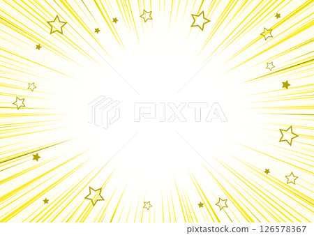 Manga background tone radiation concentrated line illustration yellow star 126578367