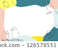 Hand-drawn four Java sparrows and a colorful stylish frame 126578551