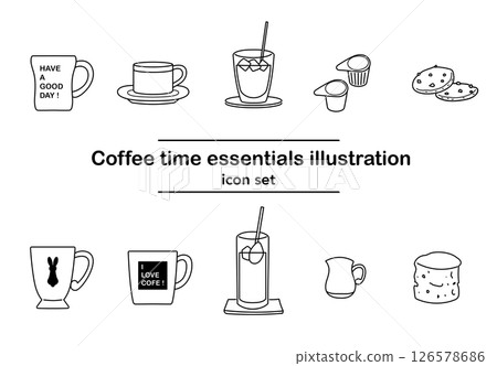 Coffee time icon set | Coffee, mug, cookies, scones Coffee time icon set | Coffee, mug, cookies, scones 126578686