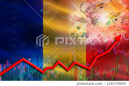 Romania economic growth on financial graph. Romania financial growth on market graph 126579064