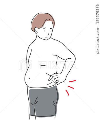 擔心腹部脂肪的男士的插圖素材 126579386