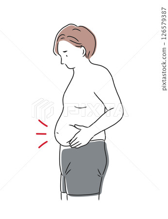 擔心腹部脂肪的男士的插圖素材 擔心腹部脂肪的男士的插圖素材 126579387