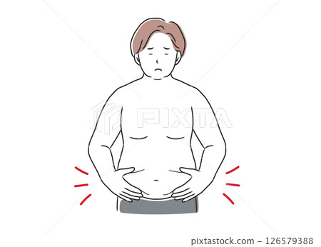 擔心腹部脂肪的男士的插圖素材 擔心腹部脂肪的男士的插圖素材 126579388