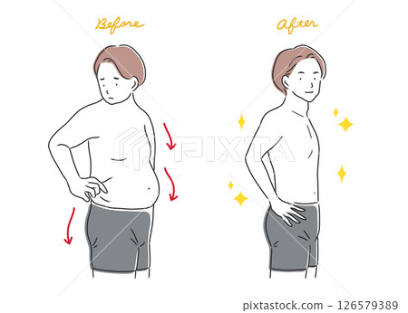Male body comparison illustration set Male body comparison illustration set 126579389