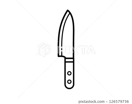 簡單的線條畫刀插圖易於在白色背景上使用 |刀具、廚房用具、廚房 126579736