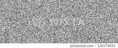 Black random noise texture. Rough grain snow overlay background. Abstract grungy grit dotted wallpaper. Distressed gritty dust backdrop with speckles, particles, drops, specks, flecks. Vector 126579933