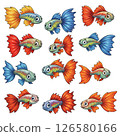 Colorful guppy fish collection set 126580166