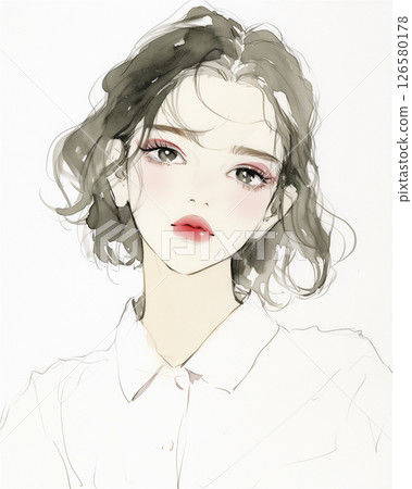 Rough sketch of a young woman 126580178