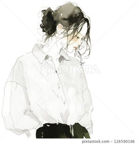 Rough sketch of a young woman 126580186