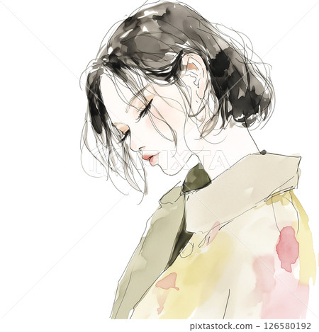 Rough sketch of a young woman 126580192