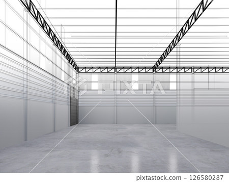 3d rendering of interior warehouse 3d rendering of interior warehouse 126580287