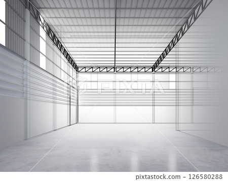 3d rendering of interior warehouse 3d rendering of interior warehouse 126580288