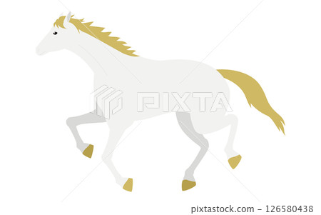 Simple vector illustration of a running white horse 126580438