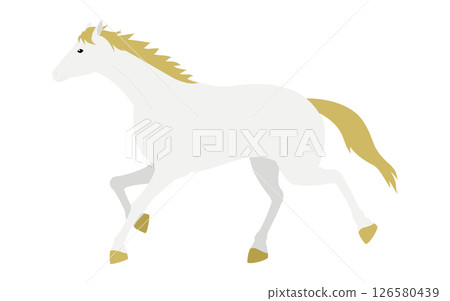 Simple vector illustration of a running white horse Simple vector illustration of a running white horse 126580439