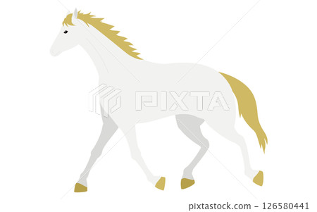 Simple vector illustration of a walking white horse 126580441