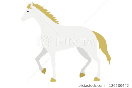 Simple vector illustration of a walking white horse 126580442
