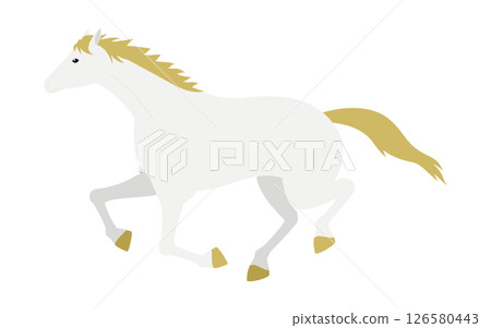 Simple vector illustration of a running white horse 126580443