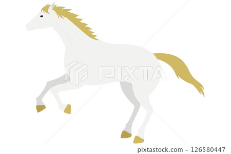 Simple vector illustration of a running white horse 126580447