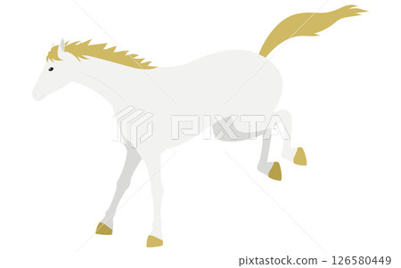 Simple vector illustration of a white horse jumping and landing 126580449