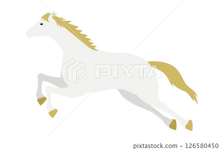 Simple vector illustration of a jumping white horse 126580450