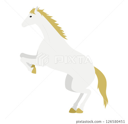 A simple vector illustration of a white horse standing up to jump 126580451