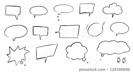 Doodle texture pencil - speech bubble, hand drawn simple cute vector set Doodle texture pencil - speech bubble, hand drawn simple cute vector set 126580696
