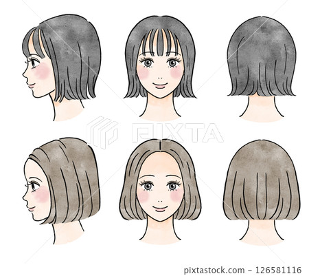 一位女士剪鮑伯髮型的插圖 一位女士剪鮑伯髮型的插圖 126581116