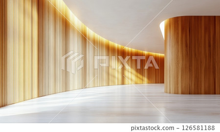 A lighted hallway in an empty building 126581188