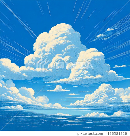 藍天的自然手繪插圖 126581226
