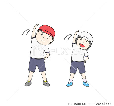 Illustration of children doing gymnastics Illustration of children doing gymnastics 126581538