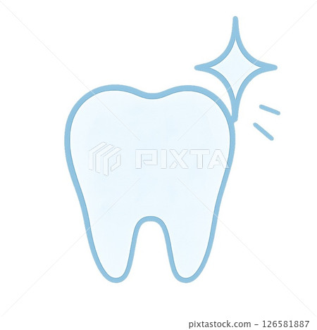 Illustration of teeth that have become whiter and cleaner through whitening 126581887