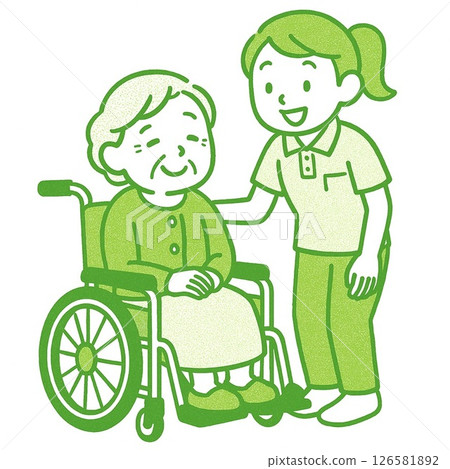 Senior woman in a wheelchair and a female caregiver 126581892