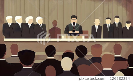 Stylized Illustration of a Speaker Addressing a Formal Gathering Stylized Illustration of a Speaker Addressing a Formal Gathering 126582224