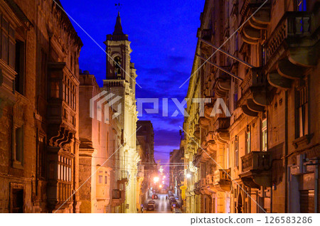 Beautiful night view of Malta's Old Town Beautiful night view of Malta's Old Town 126583286