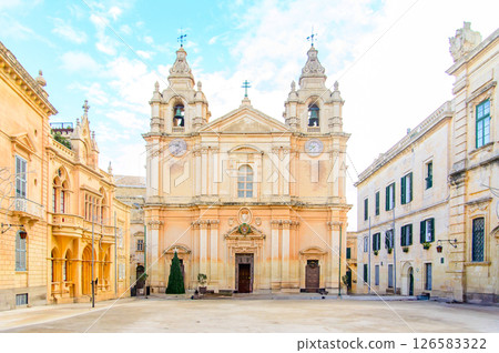 A beautiful view of St. Paul's Cathedral in Malta 126583322