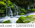 新鮮的綠色前瀑布水下的水 126583591