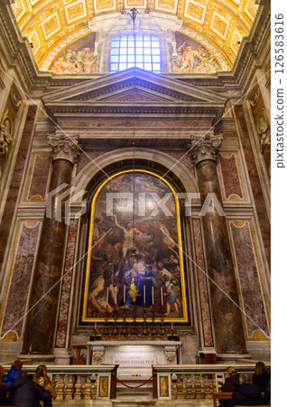 A beautiful view of St. Peter's Basilica in the Vatican City 126583616