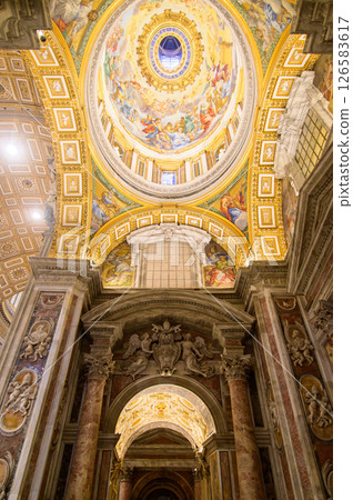 A beautiful view of St. Peter's Basilica in the Vatican City A beautiful view of St. Peter's Basilica in the Vatican City 126583617