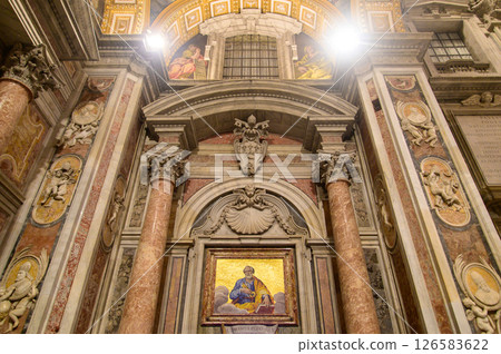 A beautiful view of St. Peter's Basilica in the Vatican City A beautiful view of St. Peter's Basilica in the Vatican City 126583622